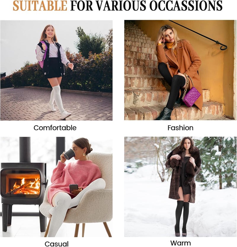 Pleneal Thigh High Socks - 1/2 Pairs Womens Thigh High Over Knee Boot Socks Leg Warmers - Image 5